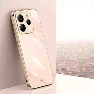 For Redmi Note 14 4G 163.25mm XINLI Straight Edge 6D Electroplate TPU Phone Case(Pink)