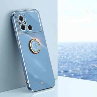 For Xiaomi Poco C55 4G XINLI Straight Edge 6D Electroplate TPU Phone Case with Ring Holder(Celestial Blue)