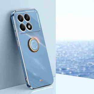 For Xiaomi Redmi K70E XINLI Straight Edge 6D Electroplate TPU Phone Case with Ring Holder(Celestial Blue)