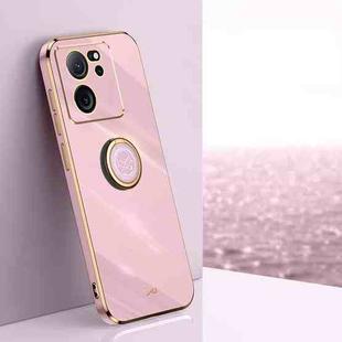 For Xiaomi Redmi K60 Ultra / Mi 13T XINLI Straight Edge 6D Electroplate TPU Phone Case with Ring Holder(Cherry Purple)