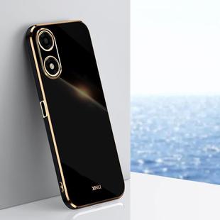 For OPPO A2X XINLI Straight Edge 6D Electroplate TPU Phone Case(Black)