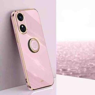 For OPPO Reno8 T 4G XINLI Straight Edge 6D Electroplate TPU Phone Case with Ring Holder(Cherry Purple)