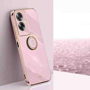 For OPPO A2 5G XINLI Straight Edge 6D Electroplate TPU Phone Case with Ring Holder(Cherry Purple)