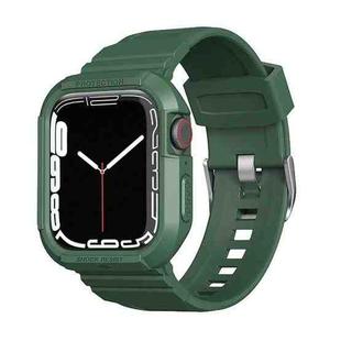 Carbon Fiber TPU Integrated Watch Band For Apple Watch 7 41mm(Dark Green)