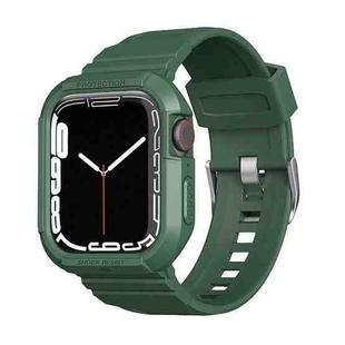 Carbon Fiber TPU Integrated Watch Band For Apple Watch 6 44mm(Dark Green)