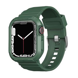 Carbon Fiber TPU Integrated Watch Band For Apple Watch SE 2023 44mm(Dark Green)