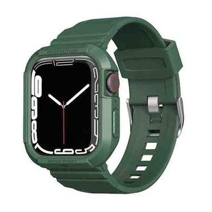 Carbon Fiber TPU Integrated Watch Band For Apple Watch SE 2023 40mm(Dark Green)