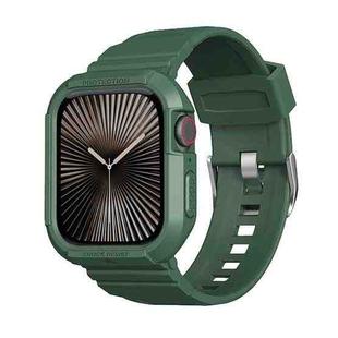 Carbon Fiber TPU Integrated Watch Band For Apple Watch Series 10 42mm(Dark Green)