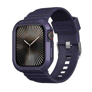 Carbon Fiber TPU Integrated Watch Band For Apple Watch Series 10 42mm(Dark Purple)