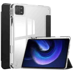 For Xiaomi Pad 6 / 6 Pro 3-fold Clear TPU Smart Leather Tablet Case(Black)