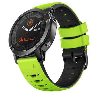 For Garmin Fenix 7 22mm Trapezoidal Quick Release Silicone Watch Band(Green Black)