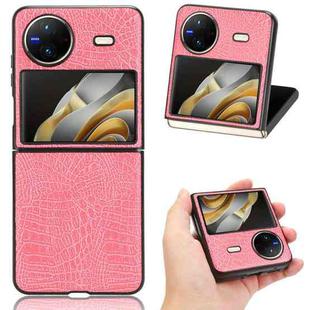 For vivo X Flip Crocodile Texture PU Phone Case(Pink)