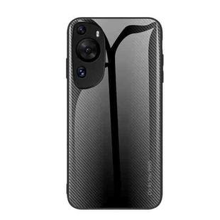 For Huawei P60 Art Texture Gradient Glass TPU Phone Case(Black)