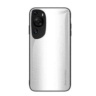 For Huawei P60 Art Texture Gradient Glass TPU Phone Case(White)