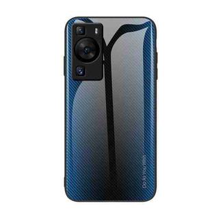 For Huawei P60 Texture Gradient Glass TPU Phone Case(Blue)