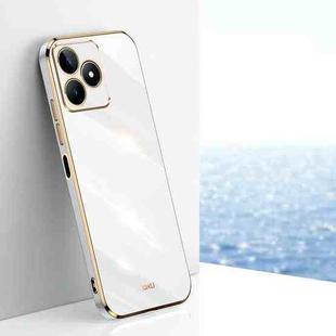 For Realme C53 2023 XINLI Straight 6D Plating Gold Edge TPU Phone Case(White)