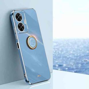 For Realme C55 XINLI Straight Edge 6D Electroplate TPU Phone Case with Ring Holder(Celestial Blue)