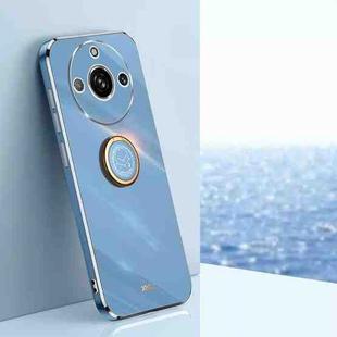 For Realme 11 5G XINLI Straight Edge 6D Electroplate TPU Phone Case with Ring Holder(Celestial Blue)