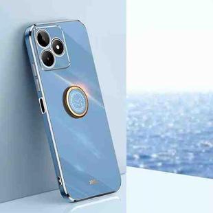 For Realme C53 2023 XINLI Straight Edge 6D Electroplate TPU Phone Case with Ring Holder(Celestial Blue)