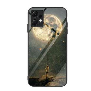 For Xiaomi Redmi Note 12 4G Global Colorful Painted Glass Phone Case(Moon)