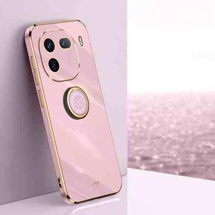 For vivo iQOO 12 5G XINLI Straight Edge 6D Electroplate TPU Phone Case with Ring Holder(Cherry Purple)