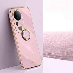 For vivo S20 Pro XINLI Straight Edge 6D Electroplate TPU Phone Case with Ring Holder(Cherry Purple)