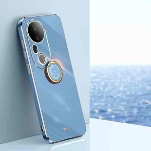 For vivo S20 Pro XINLI Straight Edge 6D Electroplate TPU Phone Case with Ring Holder(Celestial Blue)