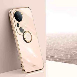 For vivo S20 Pro XINLI Straight Edge 6D Electroplate TPU Phone Case with Ring Holder(Pink)