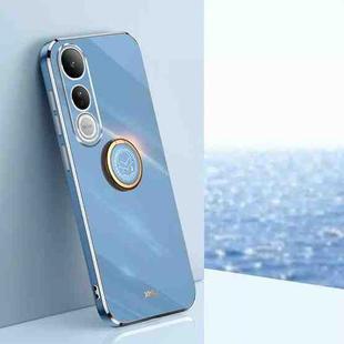 For vivo V50 Lite XINLI Straight Edge 6D Electroplate TPU Phone Case with Ring Holder(Celestial Blue)