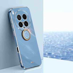 For vivo X200 Ultra XINLI Straight Edge 6D Electroplate TPU Phone Case with Ring Holder(Celestial Blue)