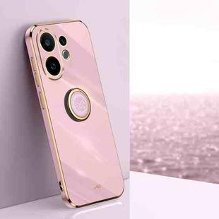For vivo S30 5G XINLI Straight Edge 6D Electroplate TPU Phone Case with Ring Holder(Cherry Purple)