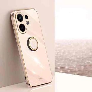 For vivo S30 5G XINLI Straight Edge 6D Electroplate TPU Phone Case with Ring Holder(Pink)