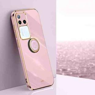 For vivo S18 Pro XINLI Straight Edge 6D Electroplate TPU Phone Case with Ring Holder(Cherry Purple)