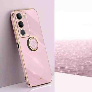 For vivo Y50 5G XINLI Straight Edge 6D Electroplate TPU Phone Case with Ring Holder(Cherry Purple)