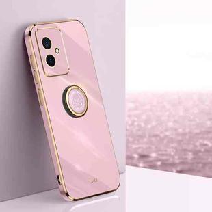 For Honor 100 XINLI Straight Edge 6D Electroplate TPU Phone Case with Ring Holder(Cherry Purple)
