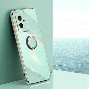 For Honor 100 XINLI Straight Edge 6D Electroplate TPU Phone Case with Ring Holder(Mint Green)