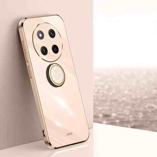 For Honor X60 Pro XINLI Straight Edge 6D Electroplate TPU Phone Case with Ring Holder(Pink)