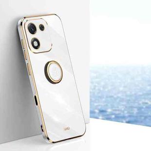 For Honor X70i XINLI Straight Edge 6D Electroplate TPU Phone Case with Ring Holder(White)