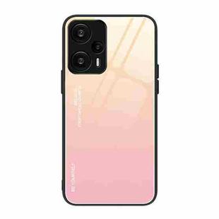 For Xiaomi Redmi Note 12 Turbo Gradient Color Glass Phone Case(Yellow Pink)