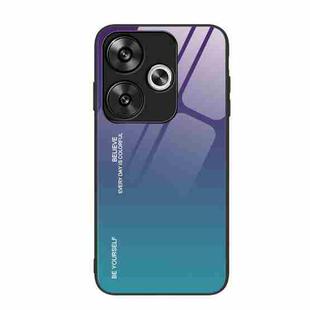 For Xiaomi Poco F6 Gradient Color Glass Phone Case(Aurora Blue)