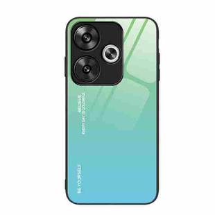 For Xiaomi Poco F6 Gradient Color Glass Phone Case(Green Cyan)