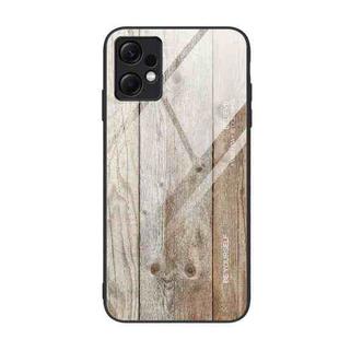 For Xiaomi Redmi Note 12 4G Global Wood Grain Glass TPU Phone Case(Grey)
