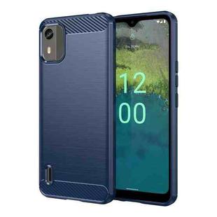 For Nokia C12 Brushed Texture Carbon Fiber TPU Phone Case(Blue)