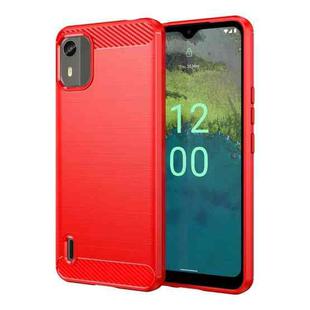 For Nokia C12 Plus Brushed Texture Carbon Fiber TPU Phone Case(Red)