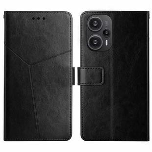 For Xiaomi Poco F5 HT01 Y-shaped Pattern Flip Leather Phone Case(Black)