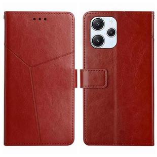 For Xiaomi Redmi 12 5G Y-shaped Pattern Flip Leather Phone Case(Brown)