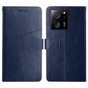 For Xiaomi 13T / 13T Pro Y-shaped Pattern Flip Leather Phone Case(Blue)