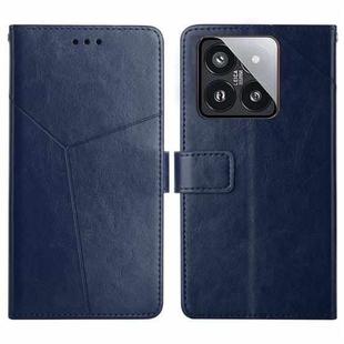 For Xiaomi 14 Pro Y-shaped Pattern Flip Leather Phone Case(Blue)