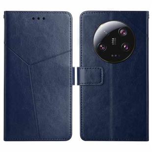 For Xiaomi 14 Ultra Y-shaped Pattern Flip Leather Phone Case(Blue)