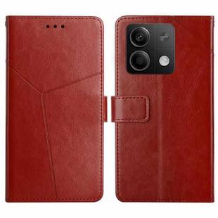For Xiaomi Redmi Note 13 Pro 4G Global Y-shaped Pattern Flip Leather Phone Case(Brown)